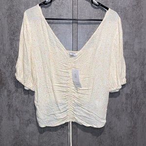 Sophie Rue Yellow flower cropped top Size XL NWT